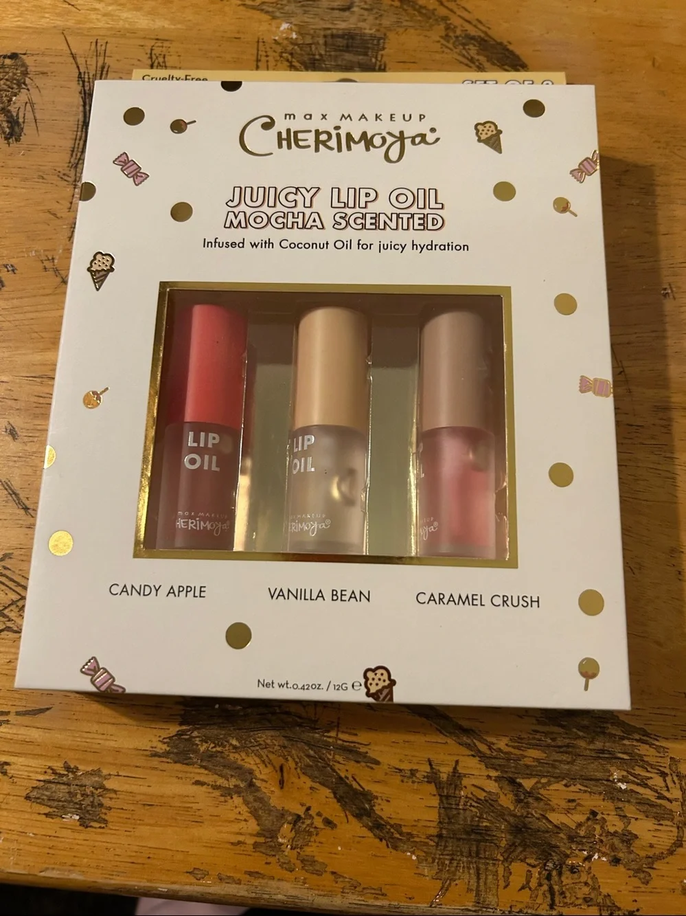 Cherimoya Lip Oil Set - Mocha Scented (Candy Apple, Vanilla Bean, Caramel Crush